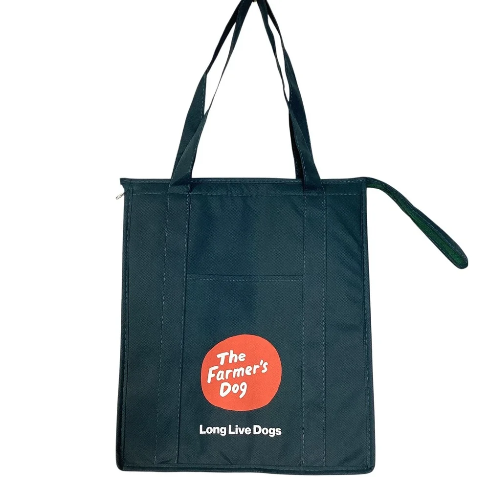 The Farmer's Dog Insulated Cooler Tote Bag Forest Green Long Live Dogs Logo